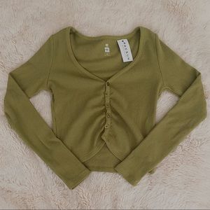 Pacsun Olive Green Button Waffle Weave Shirt. NWT!